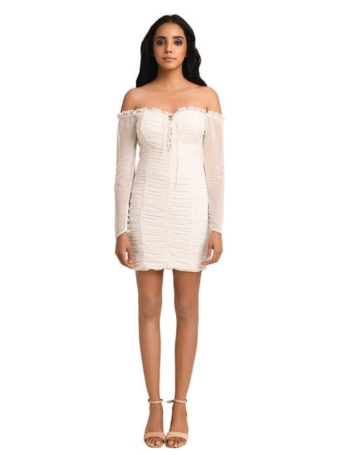 attic salt white regular fit dress