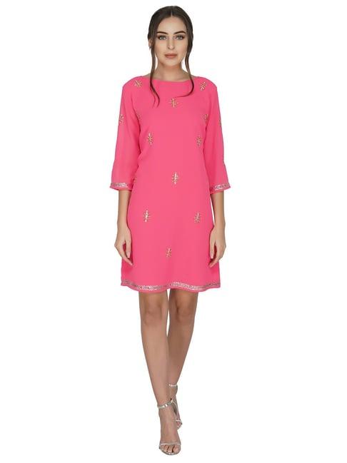 attic salt bold pink embellished dress