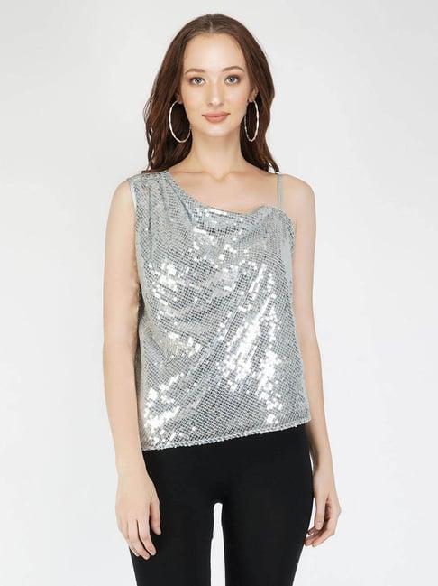 attic salt silver embellished top