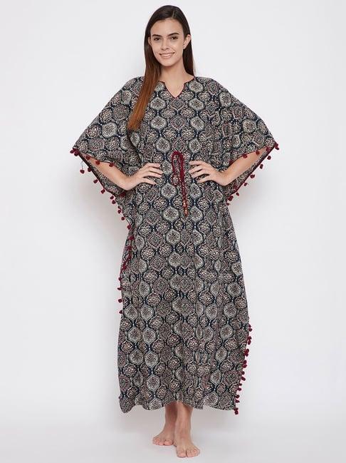 the kaftan company navy printed kaftan