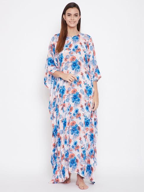 the kaftan company white floral print kaftan