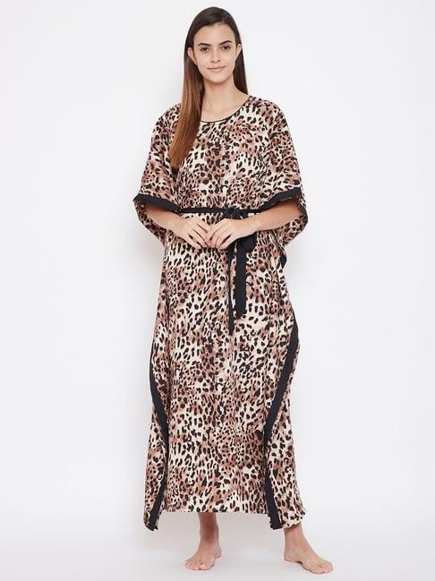 the kaftan company beige animal print kaftan