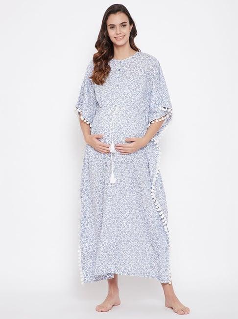 the kaftan company white floral print maternity kaftan dress