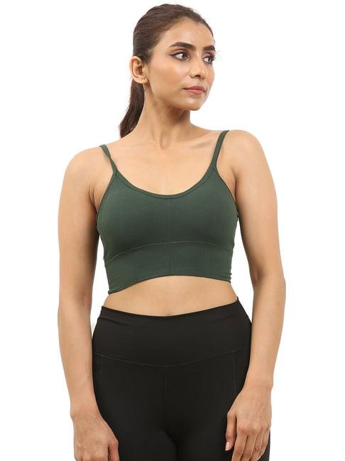 everdion olive non wired padded sports bra