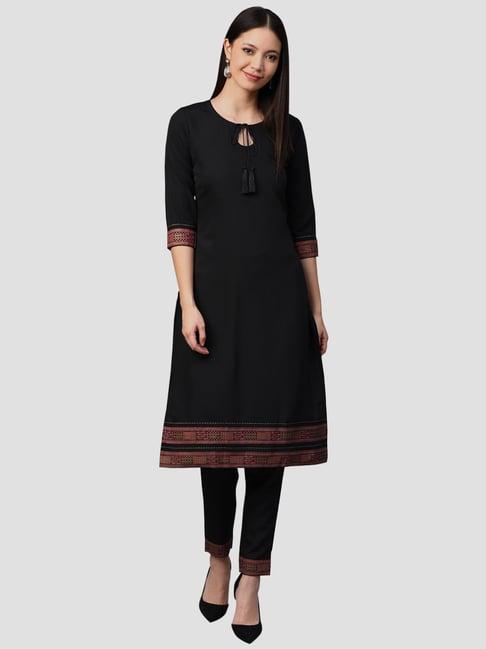 ziyaa black kurta pant set