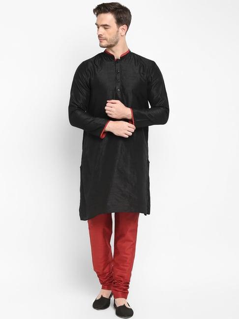 hangup black & red regular fit kurta bottom set