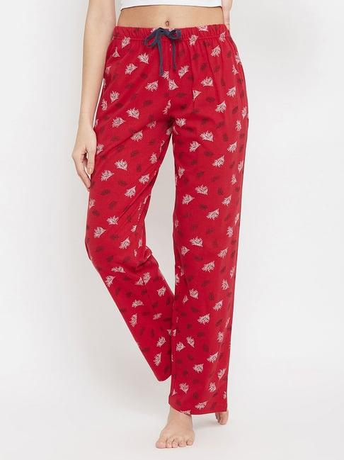 clovia red printed pyjamas