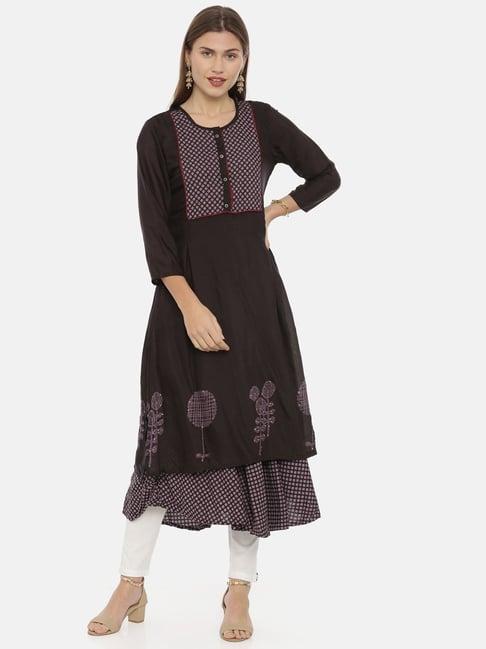 neeru's dark brown a line kurta