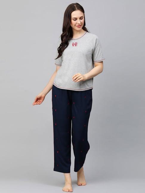 chemistry grey & navy textured top with pyjamas