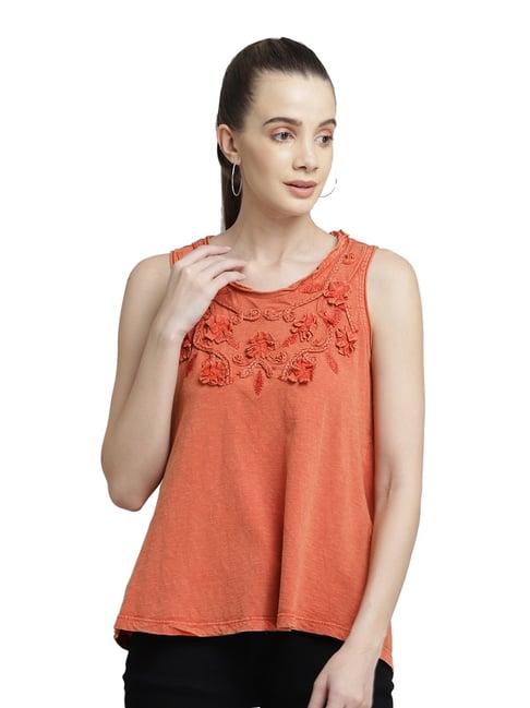 aditi wasan orange embroidered top