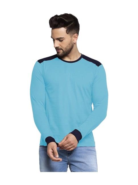 friskers turquoise cotton full sleeves t-shirt