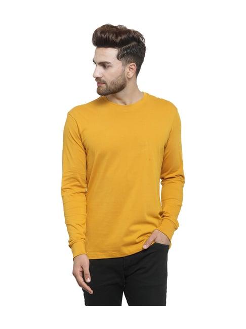 friskers yellow full sleeves solid t-shirt