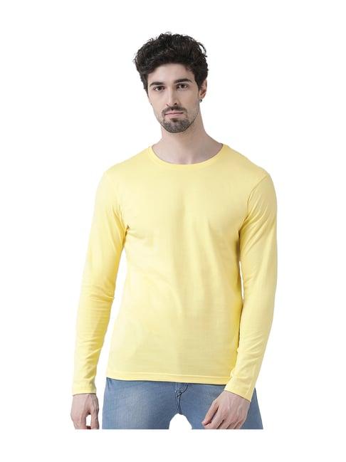 friskers yellow cotton solid t-shirt