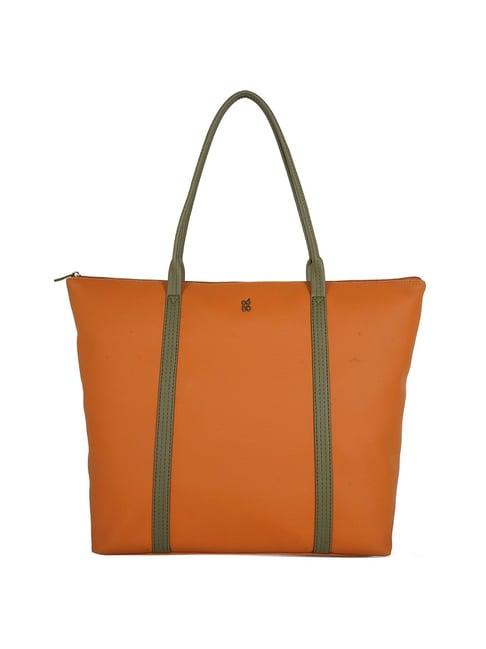 baggit uluru orange solid medium tote handbag