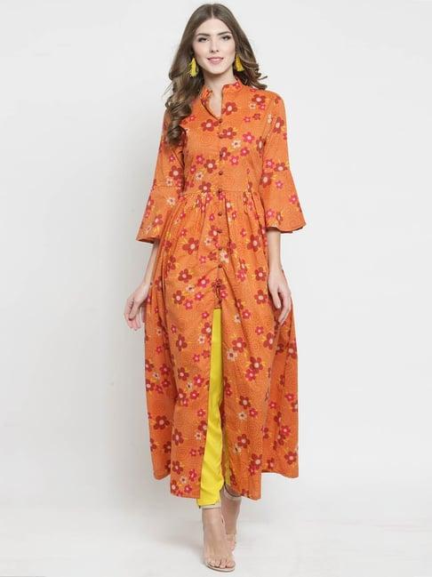 sera orange floral print kurta