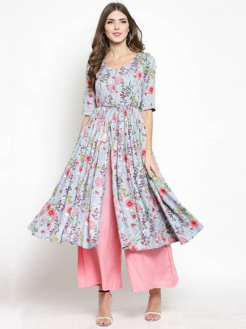 sera blue floral print kurta