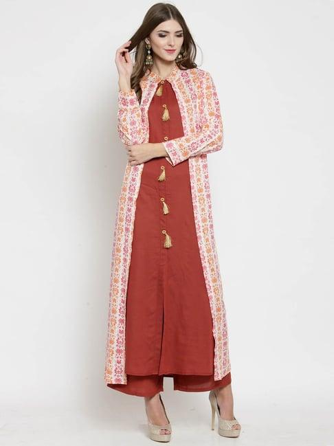 sera rust regular fit kurta with palazzos