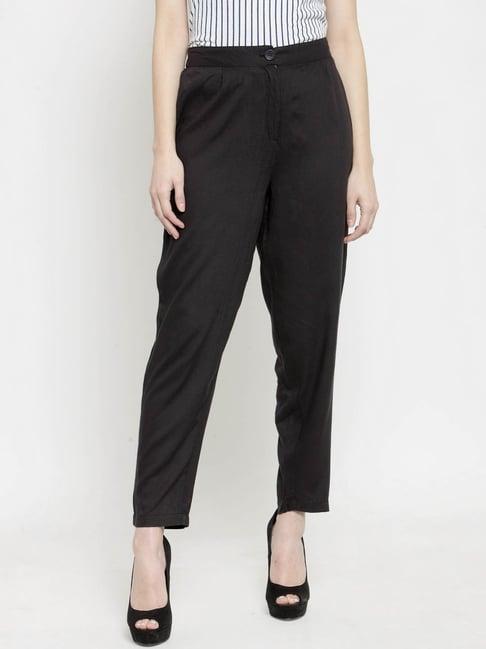 sera black regular fit pants