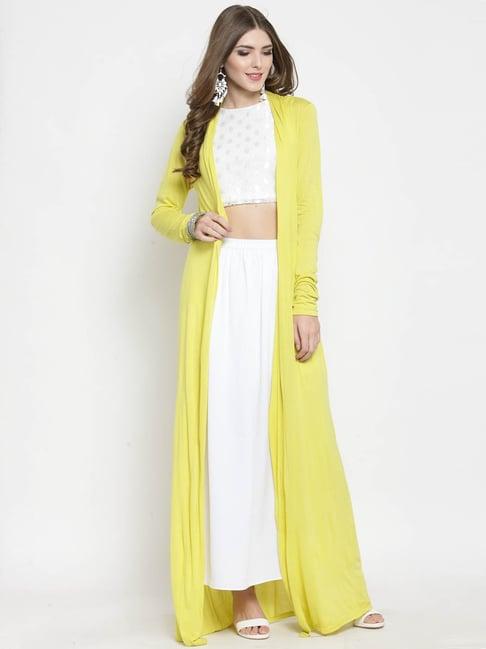 sera lime green full sleeves longline shrug