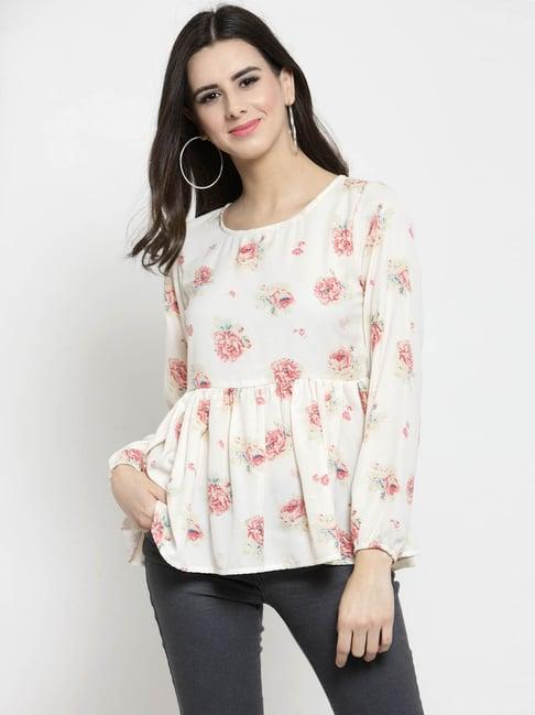 sera off white floral print top