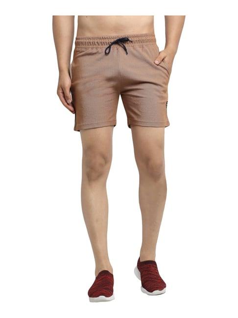 club york brown cotton regular fit shorts