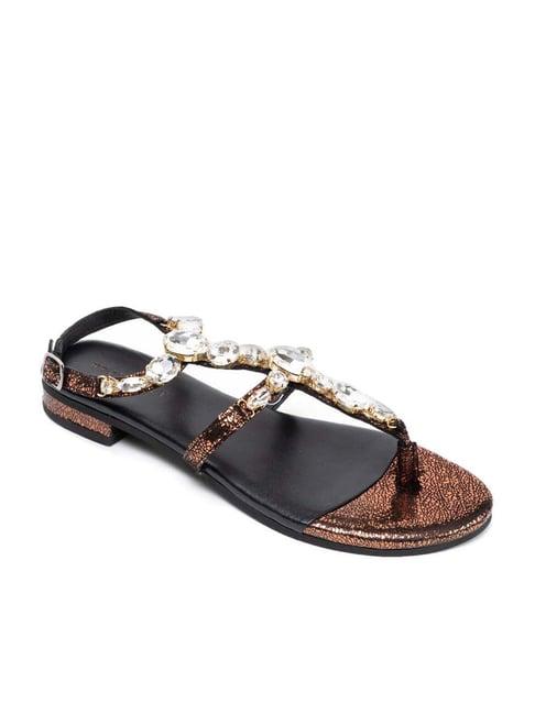 hf journey women's df1 rose gold t-strap sandals