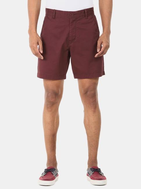 aeropostale maroon cotton regular fit shorts