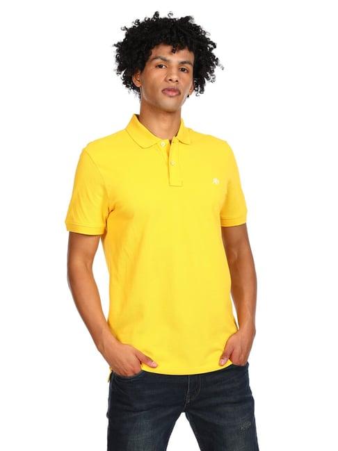 aeropostale yellow cotton regular fit polo t-shirt