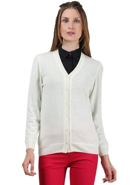 monte carlo white full sleeves cardigan