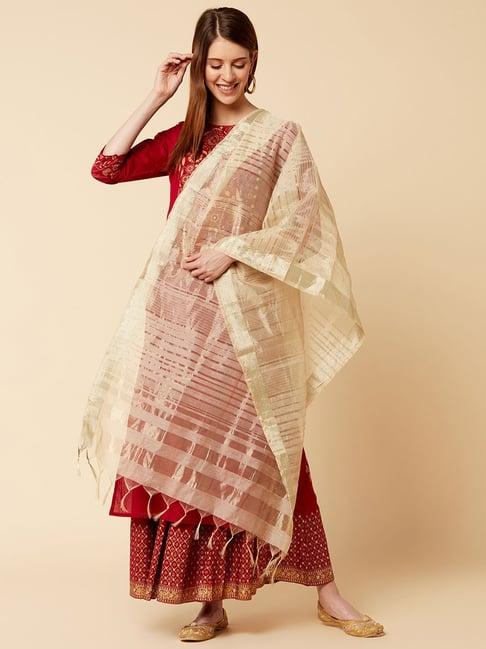 ksut maroon printed round neck kurta with dupatta