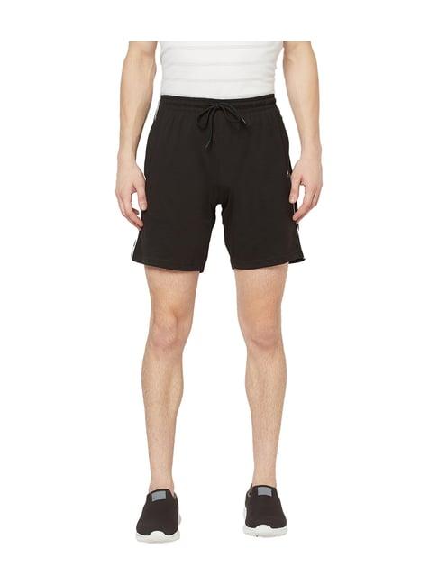 octave black regular fit solid shorts