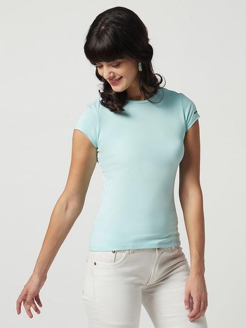 edrio aqua blue regular fit t-shirt