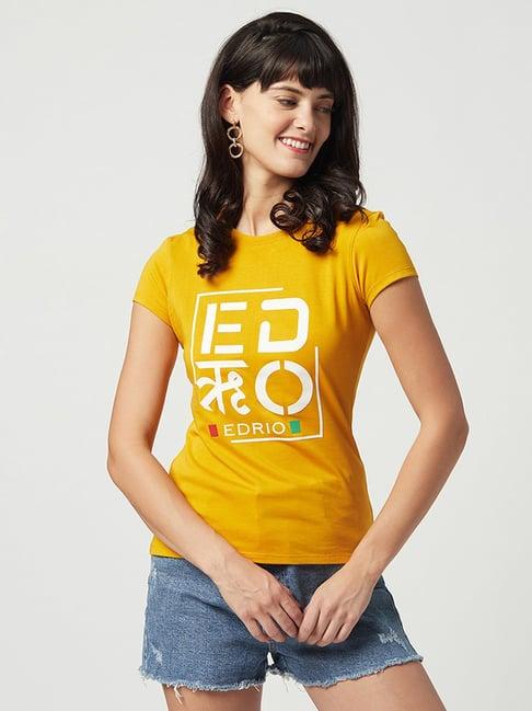 edrio mustard graphic print t-shirt