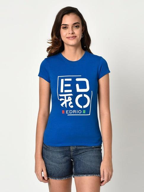 edrio royal blue graphic print t-shirt