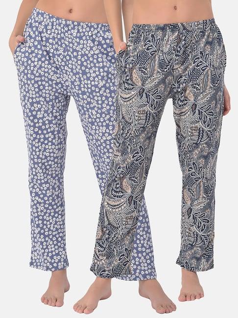 clovia multicolor floral print pyjamas (pack of 2)