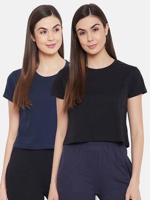 clovia multicolor cotton t-shirt (pack of 2)