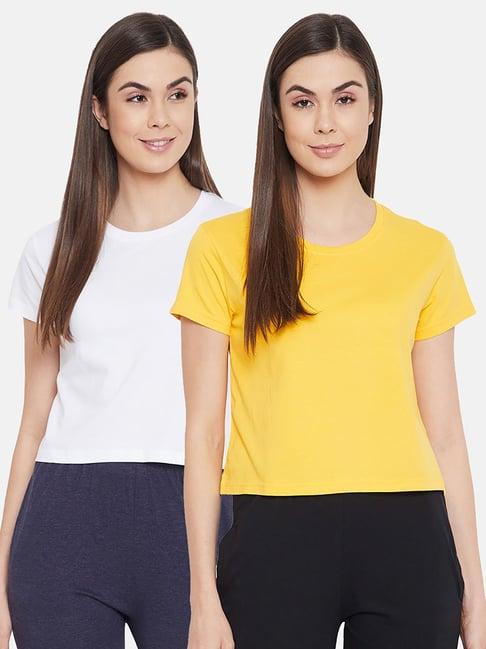 clovia multicolor cotton t-shirt (pack of 2)