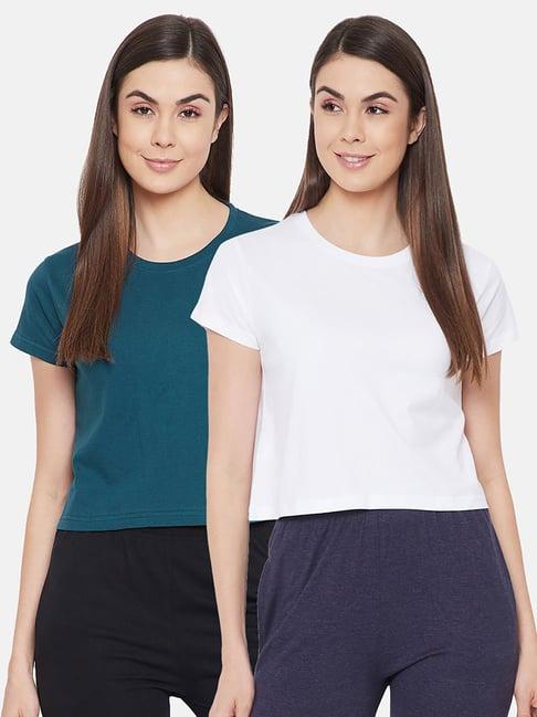 clovia multicolor cotton t-shirt (pack of 2)