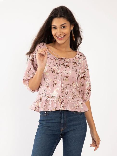 zink london pink floral print top