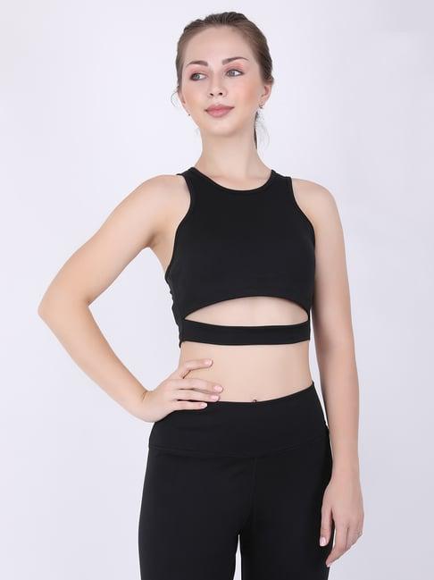 everdion  black sleeveless crop top