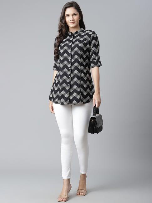 divena cotton black striped top