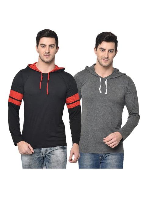 vimal jonney multicolor hooded t-shirt - pack of 2