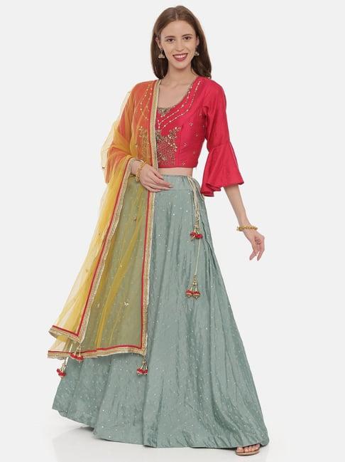 neeru's multicolor zari lehenga set