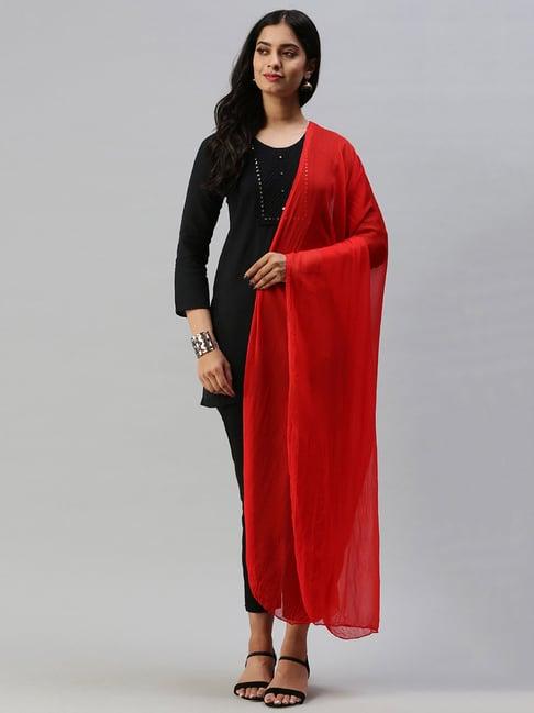 soch red chiffon dupatta