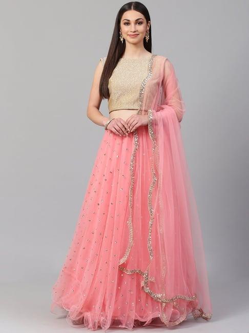 readiprint fashions pink embroidered semi-stitched lehenga choli with dupatta