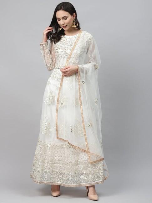 readiprint fashions white embroidered unstitched dress material with dupatta