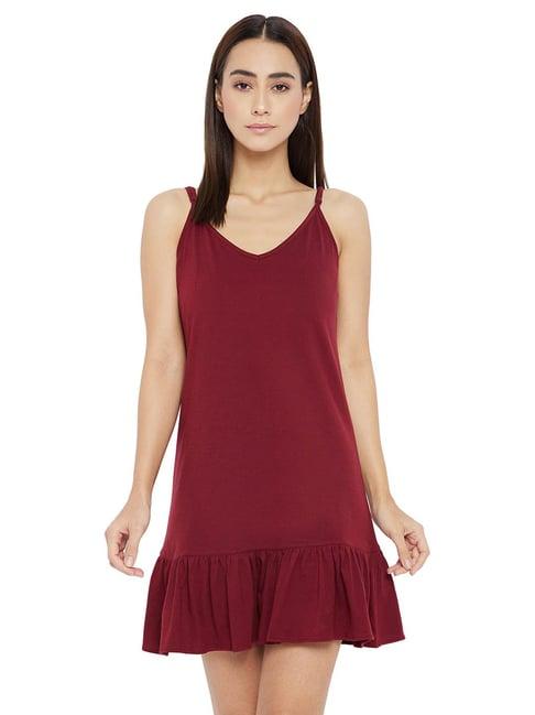 hypernation maroon cotton night dress