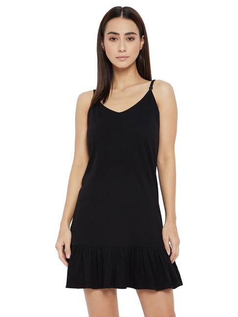 hypernation black cotton night dress