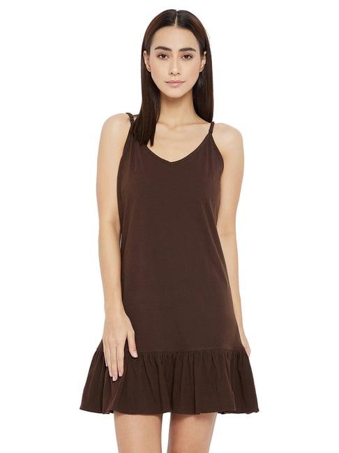 hypernation brown cotton night dress