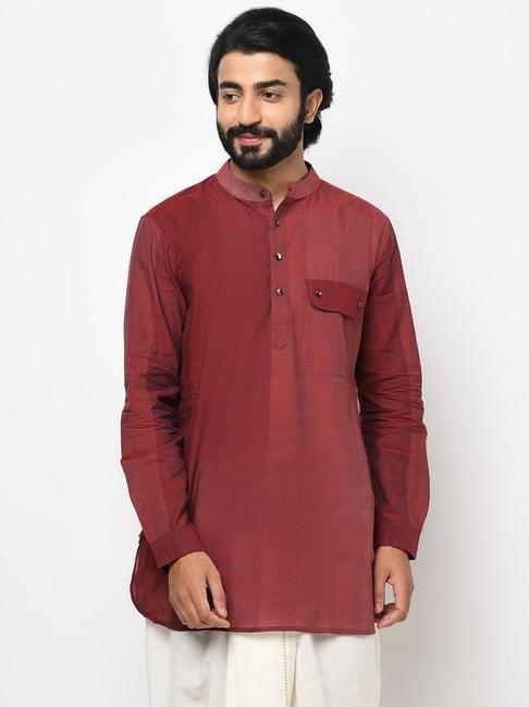 fabindia maroon cotton comfort fit short kurta